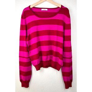 MNG Red and  Magenta Striped Longsleeve Sweater Top Size Large